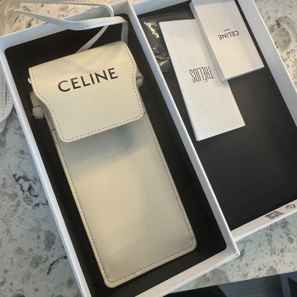 Celine Thelios Cream Sunglasses Case with Strap - Picture 3 of 4